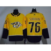 Adidas Nashville Predators 76 P.K Subban Yellow Home Authentic Stitched NHL Jersey
