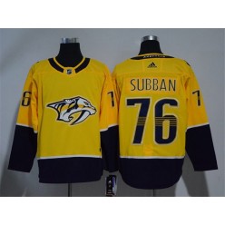 Adidas Nashville Predators 76 P.K Subban Yellow Home Authentic Stitched NHL Jersey