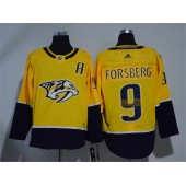 Adidas Nashville Predators 9 Filip Forsberg Yellow Home Authentic Stitched NHL Jersey