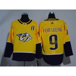 Adidas Nashville Predators 9 Filip Forsberg Yellow Home Authentic Stitched NHL Jersey