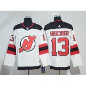 Adidas New Jersey Devils 13 Nico Hischier White Road Authentic Stitched NHL Jersey