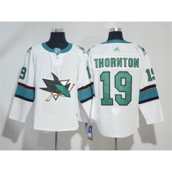 Adidas San Jose Sharks 19 Joe Thornton White Road Authentic Stitched NHL Jersey