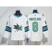 Adidas San Jose Sharks 8 Joe Pavelski White Road Authentic Stitched NHL Jersey