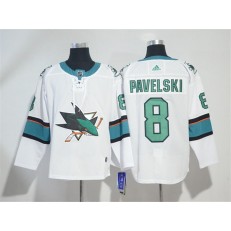 Adidas San Jose Sharks 8 Joe Pavelski White Road Authentic Stitched NHL Jersey