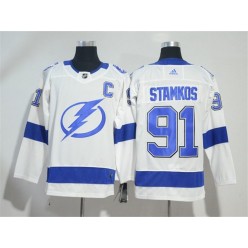 Adidas Tampa Bay Lightning 91 Steven Stamkos White Road Authentic Stitched NHL Jersey