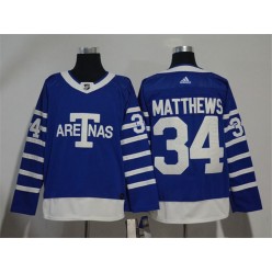 Adidas Toronto Maple Leafs 34 Auston Matthews Blue Authentic 1918 Arenas Throwback Stitched NHL Jersey