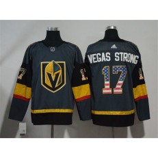Adidas Vegas Golden Knights 17 Vegas Strong Grey Home Authentic USA Flag Stitched NHL Jersey