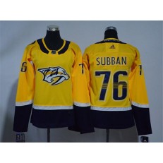 Women Adidas Nashville Predators 76 P.K Subban Yellow Home Authentic Stitched NHL Jersey