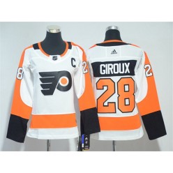Women Adidas Philadelphia Flyers 28 Claude Giroux White Road Authentic Stitched NHL Jersey