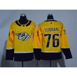 Youth Adidas Nashville Predators 76 P.K Subban Yellow Home Authentic Stitched NHL Jersey