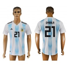 Argentina 21 DYBALA Home 2018 FIFA World Cup Thailand Soccer Jersey