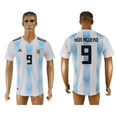 Argentina 9 KUN AGUERO Home 2018 FIFA World Cup Thailand Soccer Jersey