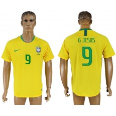 Brazil 9 G. JESUS Home 2018 FIFA World Cup Thailand Soccer Jersey