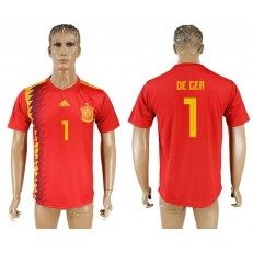 Spain 1 DE GEA Home 2018 FIFA World Cup Thailand Soccer Jersey