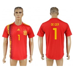 Spain 1 DE GEA Home 2018 FIFA World Cup Thailand Soccer Jersey