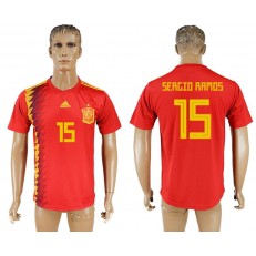Spain 15 SERGIO RAMOS Home 2018 FIFA World Cup Thailand Soccer Jersey