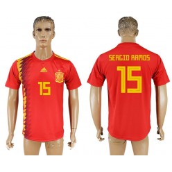 Spain 15 SERGIO RAMOS Home 2018 FIFA World Cup Thailand Soccer Jersey