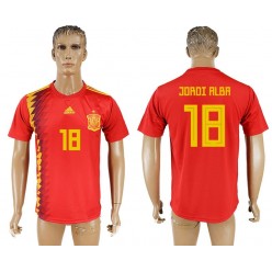 Spain 18 JORDI ALBA Home 2018 FIFA World Cup Thailand Soccer Jersey