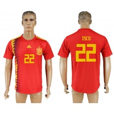 Spain 22 ISCO Home 2018 FIFA World Cup Thailand Soccer Jersey
