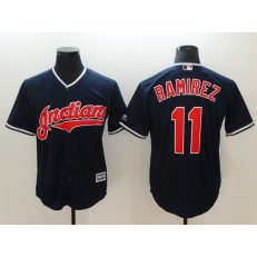 MLB Cleveland Indians 11 Jose Ramirez Navy Cool Base Men Jersey