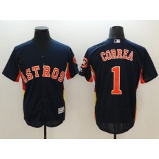 MLB Houston Astros 1 Carlos Correa Navy Blue Flexbase Authentic Collection Stitched Men Jersey