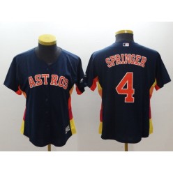 MLB Houston Astros 4 George Springer Navy Blue Alternate Stitched Women Jersey