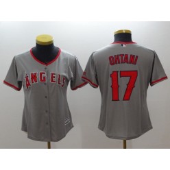 MLB Los Angeles Angels 17 Shohei Ohtani Grey Cool Base Stitched Women Jersey