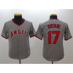 MLB Los Angeles Angels 17 Shohei Ohtani Grey Cool Base Youth Jersey