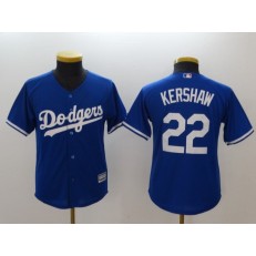 MLB Los Angeles Dodgers 22 Clayton Kershaw Blue Alternate Stitched Youth Jersey
