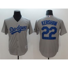 MLB Los Angeles Dodgers 22 Clayton Kershaw Grey Alternate Road Cool Base Men Jersey
