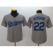 MLB Los Angeles Dodgers 22 Clayton Kershaw Grey Alternate Road Stitched Youth Jersey