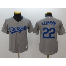 MLB Los Angeles Dodgers 22 Clayton Kershaw Grey Alternate Road Stitched Youth Jersey