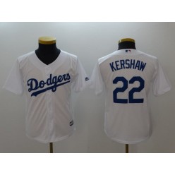 MLB Los Angeles Dodgers 22 Clayton Kershaw White Home Stitched Youth Jersey