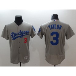 MLB Los Angeles Dodgers 3 Chris Taylor Grey Flexbase Men Jersey