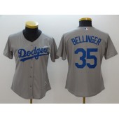 MLB Los Angeles Dodgers 35 Cody Bellinger Grey Alternate Road Stitched Women Jersey