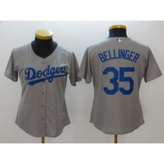 MLB Los Angeles Dodgers 35 Cody Bellinger Grey Alternate Road Stitched Women Jersey