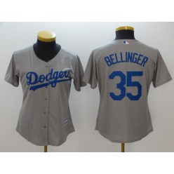 MLB Los Angeles Dodgers 35 Cody Bellinger Grey Alternate Road Stitched Women Jersey