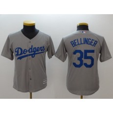 MLB Los Angeles Dodgers 35 Cody Bellinger Grey Alternate Road Stitched Youth Jersey