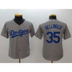 MLB Los Angeles Dodgers 35 Cody Bellinger Grey Alternate Road Stitched Youth Jersey