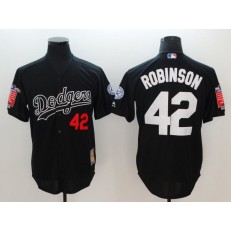 MLB Los Angeles Dodgers 42 Jackie Robinson Black Throwback Cool Base Stitched Men Jersey