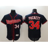 MLB Minnesota Twins 34 Kirby Puckett Navy Blue Flexbase Authentic Collection Stitched Men Jersey