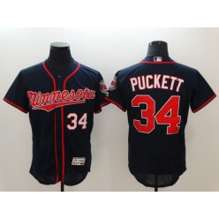 MLB Minnesota Twins 34 Kirby Puckett Navy Blue Flexbase Authentic Collection Stitched Men Jersey