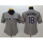 MLB New York Yankees 18 Didi Gregorius Gray Cool Base Women Jersey