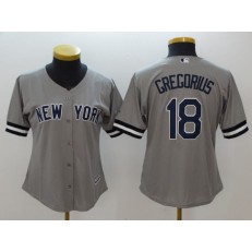 MLB New York Yankees 18 Didi Gregorius Gray Cool Base Women Jersey