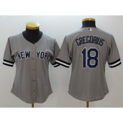 MLB New York Yankees 18 Didi Gregorius Gray Cool Base Women Jersey