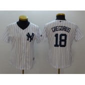 MLB New York Yankees 18 Didi Gregorius White Strip Fashion Stitched Women Jersey