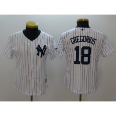 MLB New York Yankees 18 Didi Gregorius White Strip Fashion Stitched Women Jersey