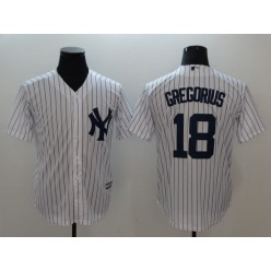 MLB New York Yankees 18 Didi Gregorius White Strip New Cool Base Stitched Men Jersey