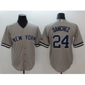 MLB New York Yankees 24 Gary Sanchez Grey Cool Base Stitched Men Jersey