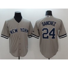 MLB New York Yankees 24 Gary Sanchez Grey Cool Base Stitched Men Jersey